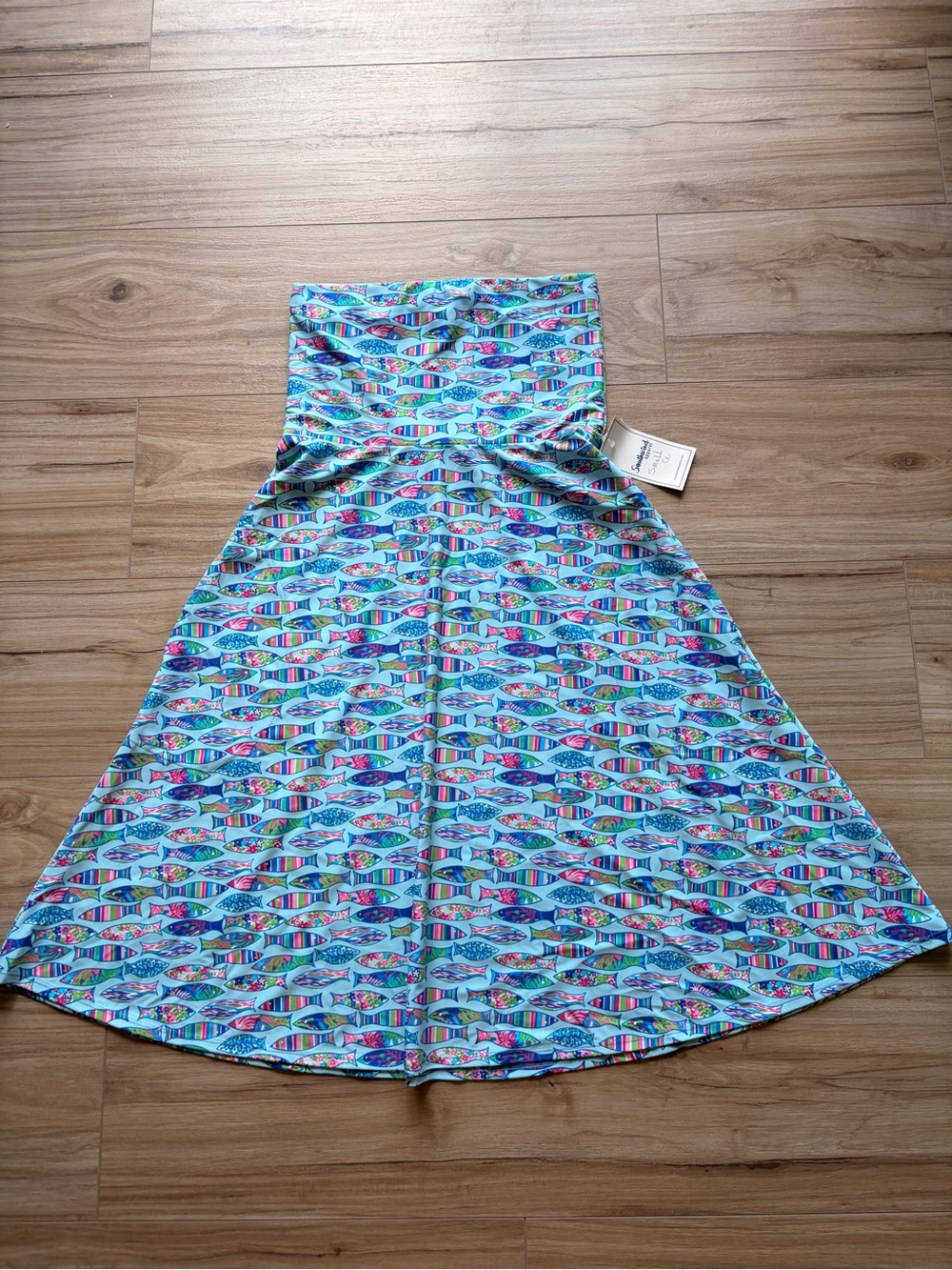 NWT Southwind Apparel Fish Print Strapless Tube Dress UPF 50+ Small Made USA